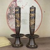  Chân Nến Đồng Đôi Rồng Cuốn Chữ Hỷ BKMECN-9791 