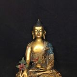  Tượng Dược Sư Phật Bằng Đồng Mạ Vàng Cao 22cm BKMECN-9813 