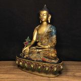  Tượng Dược Sư Phật Bằng Đồng Mạ Vàng Cao 22cm BKMECN-9813 