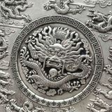  Đĩa Đồng Mạ Bạc Chạm Rồng 16cm BKMECN-9841 