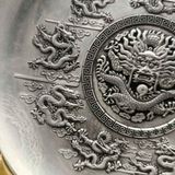  Đĩa Đồng Mạ Bạc Chạm Rồng 16cm BKMECN-9841 