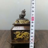  Lư Nghê Đồng Thếp Vàng Cao 12cm BKMECN-9879 