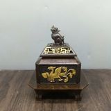  Lư Nghê Đồng Thếp Vàng Cao 12cm BKMECN-9879 