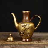  Bình Trà Đồng Vàng Chạm Khắc Tùng Hạc Diên Niên BKMECN-9912 