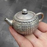  Ấm Trà Bạc Liên Hoa Khắc Chữ Sưu Tầm Đẹp BKMECN-9957 