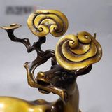  Cặp Tượng Hươu Ngậm Linh Chi Đồng Vàng Đẹp BKMECN-9976 
