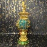  Bình Đồng Pháp Lam Khảm Vàng Dáng Cao Sưu Tầm BKMECN-9992 
