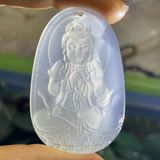  Mặt dây chuyền Phật Bản Mệnh Ngọc Mã Não Trắng BKJECN-9204 