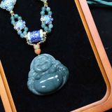  Dây Chuyền Mặt Phật Di Lặc Đá Xanh Băng BKJECN-9211 