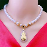  Vòng cổ ngọc trai 9 ly mix vàng non 