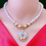  Vòng cổ ngọc trai 9 ly mix vàng non BKJECN-9228 