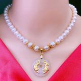  Vòng cổ ngọc trai 9 ly mix vàng non 