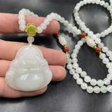  Dây chuyền Phật Di Lặc đá ngọc trắng BKJECN-9231 