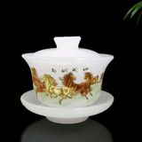  Bộ ấm chén bạch ngọc vẽ bát mã BKSTCN-9471 