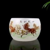  Bộ ấm chén bạch ngọc vẽ bát mã BKSTCN-9471 