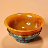  Bát Ngọc Bích Vàng Cam Khảm Nạm Đá Quý BKSTCN-9489 