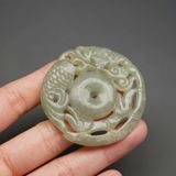  Mặt Dây Chuyền Ngọc Bích Song Ngư Chạm Khắc BKSTCN-9494 