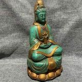  Tượng Quan Âm bằng Ngọc Xanh Ẩn Vàng BKSTCN-9550 