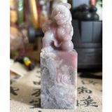  Ấn Triện Ngọc Đá Tự Nhiên Sắc Hồng Thạch Anh Khắc Kỳ Lân  BKSTCN-9672 