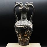  Bình Ceramic Hai Tai Đầu Rồng Phượng Khắc Cắt Mẫu Đơn Cổ  BKSTCN-9681 