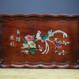  Khay Trà Gỗ Trắc Khảm Chim Hoa Trường Thọ  BKWOCN-9250 