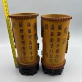  Cặp Hộp Đựng Bút Tre Chạm Rồng Phượng Sưu Tầm Hoài Cổ BKWOCN-9301 
