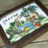  Bàn Trà Gỗ Khảm Sứ Sách Xưa Sưu Tầm BKWOCN-9315 
