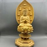  Tượng Phật Địa Tạng Gỗ Hoàng Dương 32cm Tinh Xảo BKWOCN-9326 