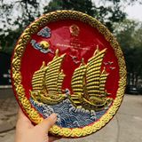 Đĩa Gốm In Tổng Bí Thư Tô Lâm Màu Đỏ Dát Vàng 24K quà tặng ý nghĩa 