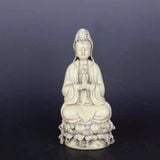  Tượng phật gốm quan âm phật bà chắp tay màu trắng  Cao  26 cm 