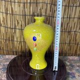  Bình Gốm Men Rạn Cổ Cao 22cm Đính Đá Quý BKCECN-10257 