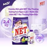  Combo bột giặt NET yêu thương hương hoa Ngọc Lan 2.4kg + nước rửa chén NET yêu thương đậm đặc hương Chanh tươi mát 250g 