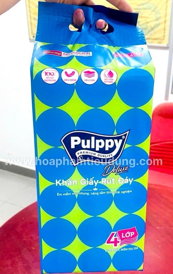  Khăn giấy rút đáy cao cấp Pulppy 4 lớp 300 tờ 