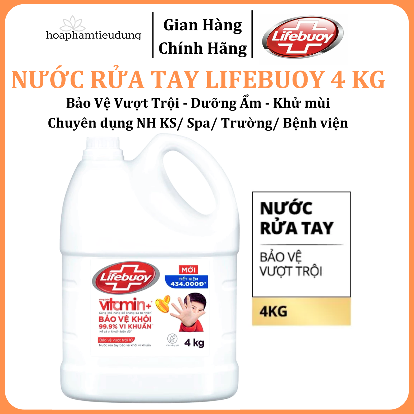  Nước rửa tay Lifebuoy bảo vệ vượt trội 4 kg 