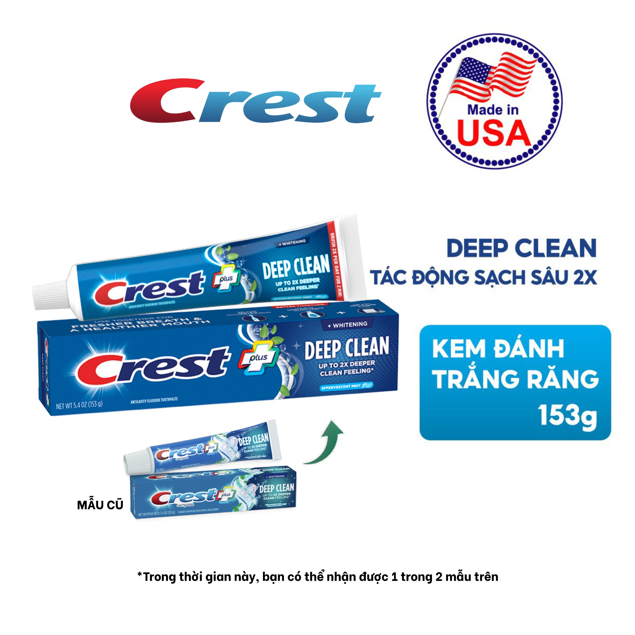  Kem Đánh răng CREST 93/107/153g/161g/323g 3D White/Plus/Complete trắng sáng, ngăn ngừa vôi răng (hộp đơn/hộp đôi) 