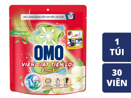  Túi viên giặt tiện lợi OMO 3 trong 1 (30 - 50viên/ túi) 