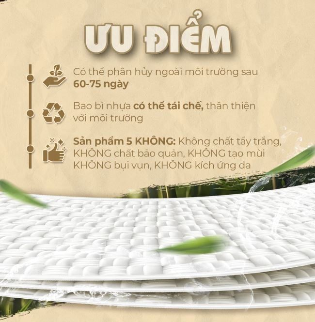  Túi 50 gói khăn ướt vải sợi tre kháng khuẩn EcoBamboo gói 1 tờ không mùi 