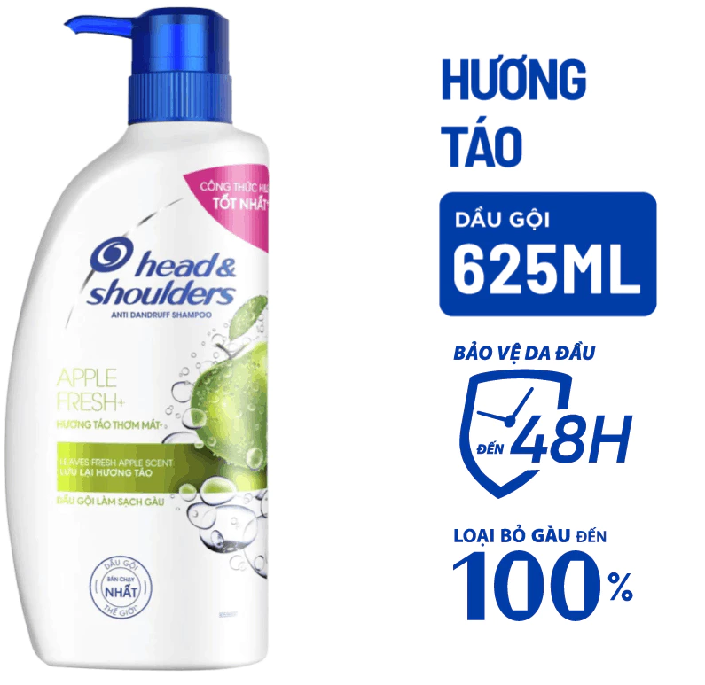 Dầu Gội Sạch Gàu HEAD&SHOULDERS Bạc Hà/ Giảm Ngứa Da Đầu/ Suôn Mềm/ Hương Chanh/ Sạch Sâu/ Làm Sạch Vi Khuẩn - Chai 625ml 