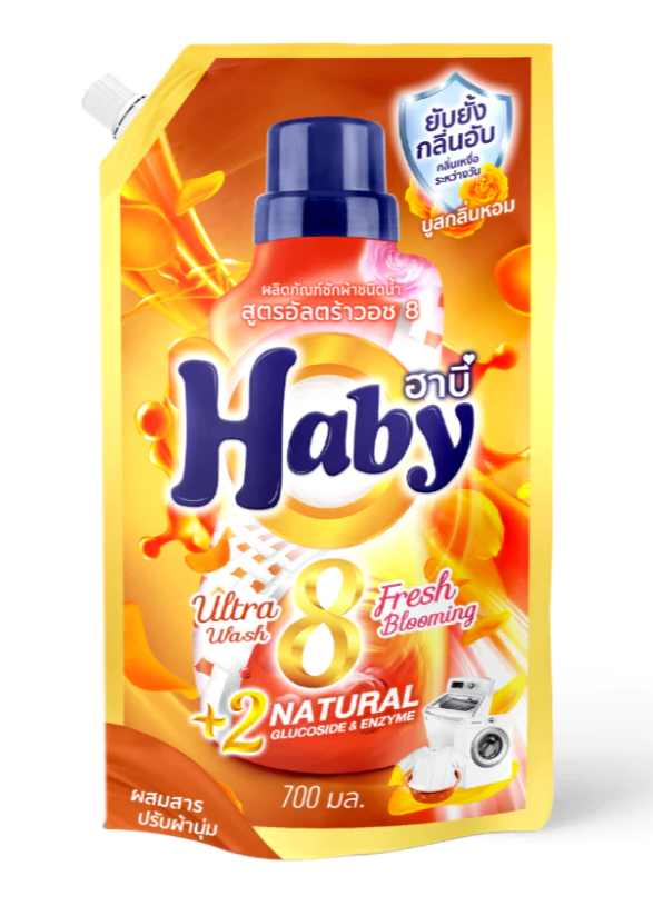  Nước giặt đậm đặc HABY ULTRAWASH 8in1 Nội địa Thái Lan  - Sạch sâu, thơm lâu 700h, công nghệ Microfresh Túi 700ml 