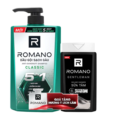  Dầu gội nam sạch gàu 5in1 Romano hương nước hoa 610g / 650g 