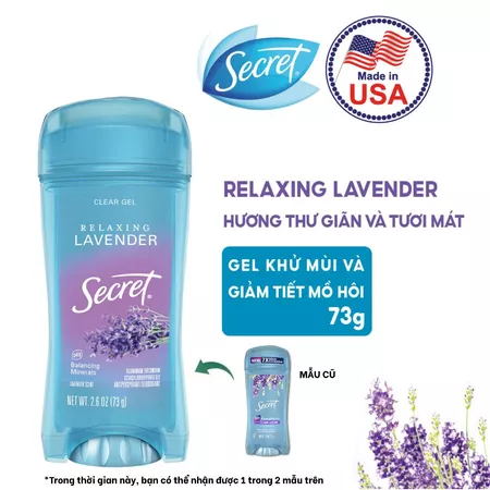  Gel Khử Mùi SECRET 73g, Giảm tiết mồ hôi 72 giờ và dưỡng da săn mịn, nhiều mùi hương 73g - Mỹ 