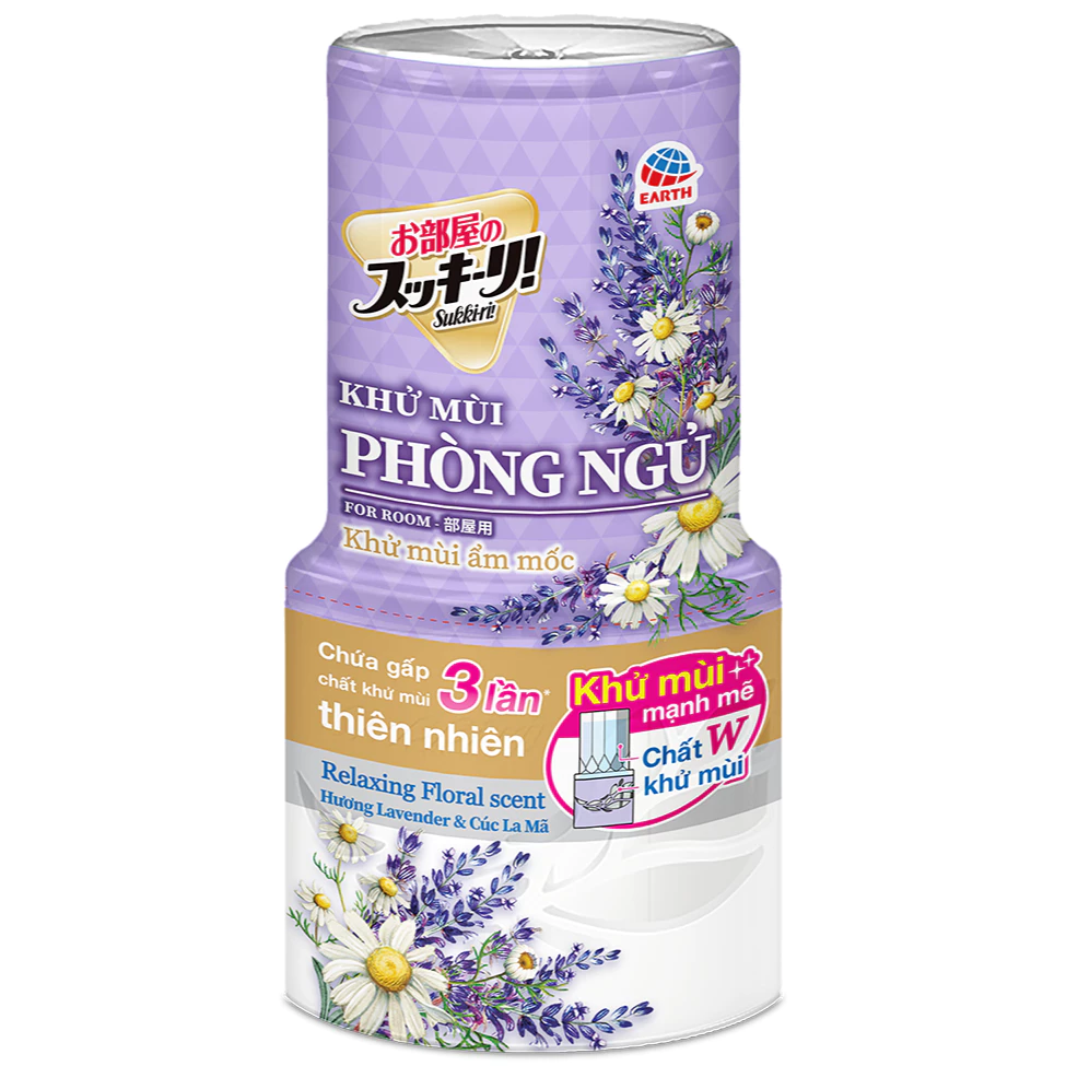  Lọ hương thơm cho phòng ngủ Sukkiri hương Lavender và Hoa Cúc La Mã (400ml) mùi nhẹ dịu, dễ chịu 
