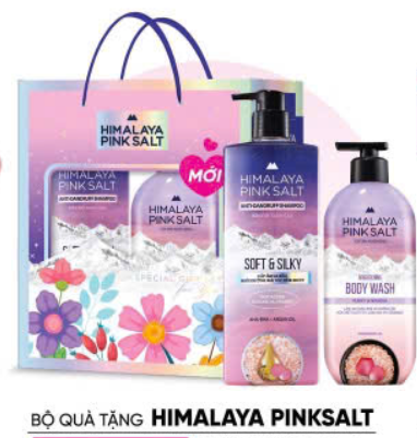 Set Quà Tặng Dầu gội Himalaya 650ml & Sữa tắm muối hồng 500g 