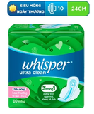  Băng Vệ Sinh WHISPER Ultra CLean Mặt Lưới Cho Ngày Thường 24cm - Gói 10-18 Miếng 
