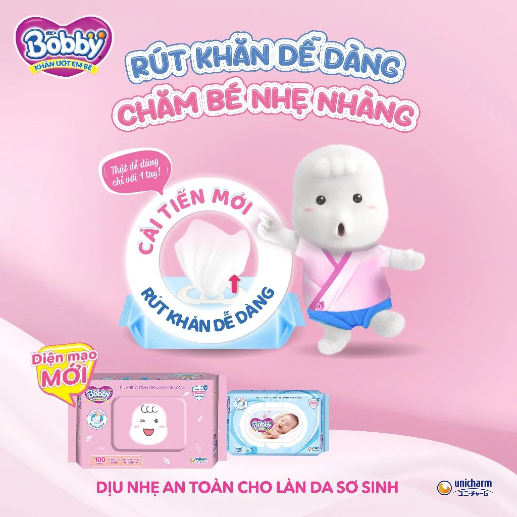  Khăn ướt trẻ em Bobby 100 miếng/gói 