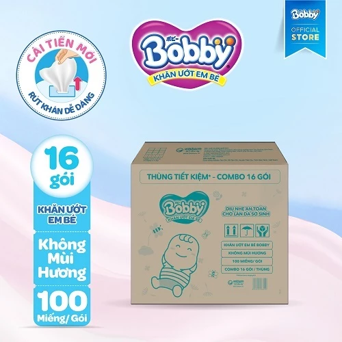  Khăn ướt trẻ em Bobby 100 miếng/gói 
