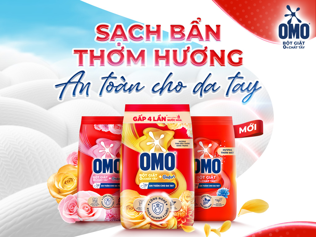  Bột giặt OMO Comfort hương hoa hồng Pháp/Comfort tinh dầu thơm nồng nàn/matic túi 700-770g 