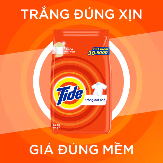  Bột giặt TIDE Hương Downy Quần Áo Trắng Sáng Túi 3.8 kg 