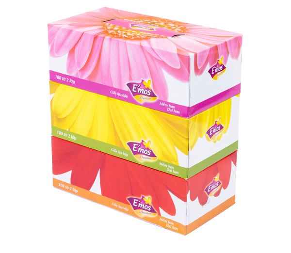  Khăn giấy lụa hộp cao cấp E’mos Premium 180 tờ 