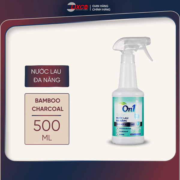  Nước lau đa năng On1 hương Bambo charcoal chai 500ml giúp sạch nhanh bề mặt, sáng bóng như mới 